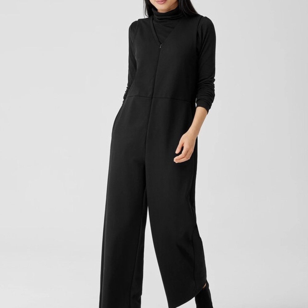 Eileen Fisher Washable Flex Ponte V- Neck Jumpsuit - Picture 8 of 10